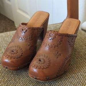 Brown Leather Clogs